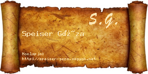 Speiser Géza névjegykártya