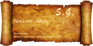Speiser Géza névjegykártya